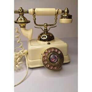 Rare Vtg 1973 Fold A Fone Rotary Brass Base Table Telephone Made in Korea UNTEST